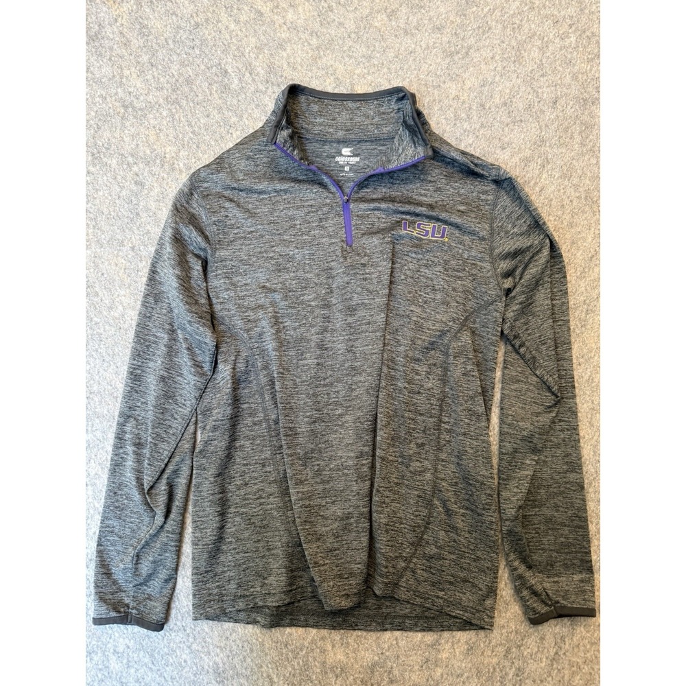 Colosseum LSU Tigers Quarter-Zip Pullover Long Sleeve Mens M Gray Purple NCAA